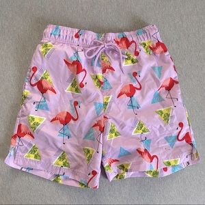 Flamingo Print Swim Trunks